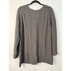 J Jill Chenille‎ Cable Knit Sweater Tunic Gray Women's Size M